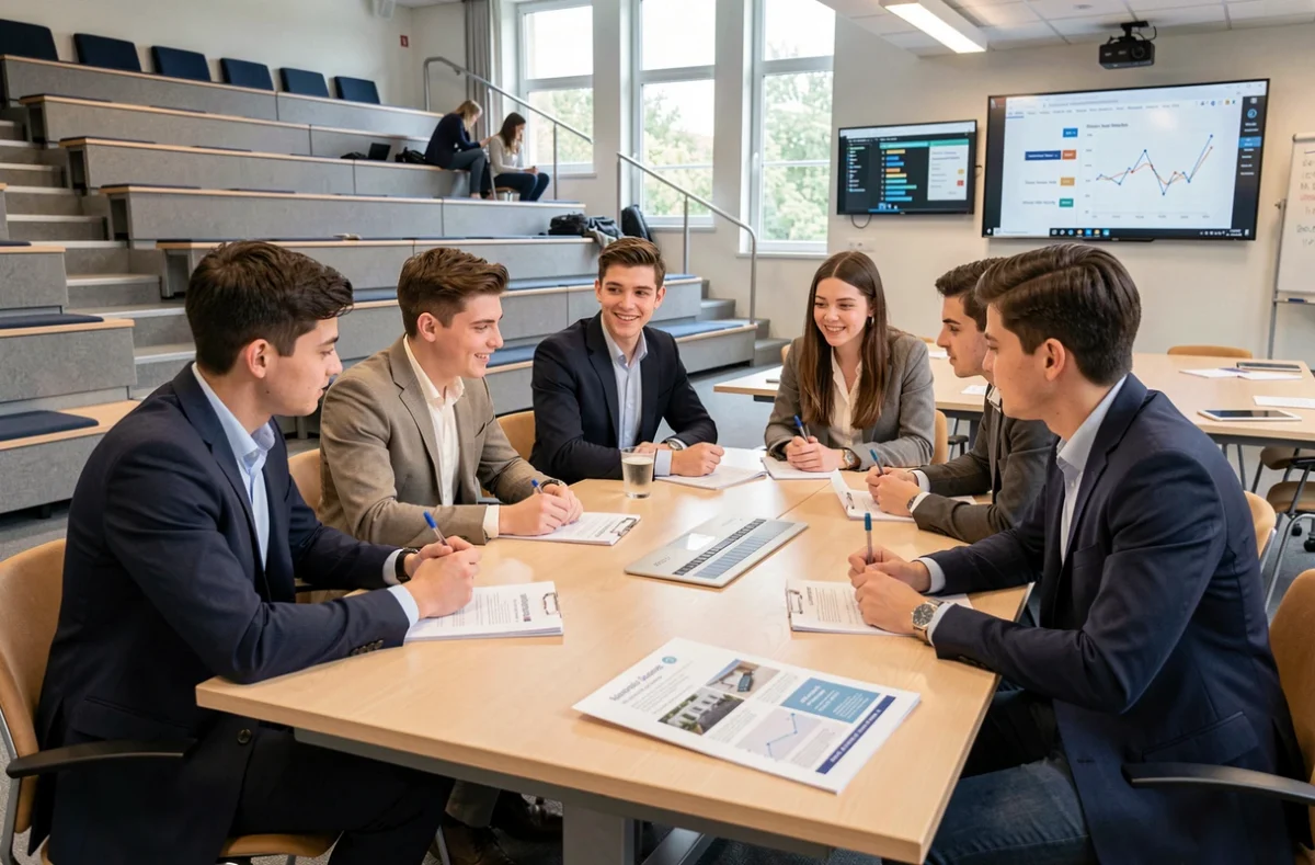 Étudiants en formation commerce et management à l'ESARC Dijon lors d'un atelier de stratégie marketing
